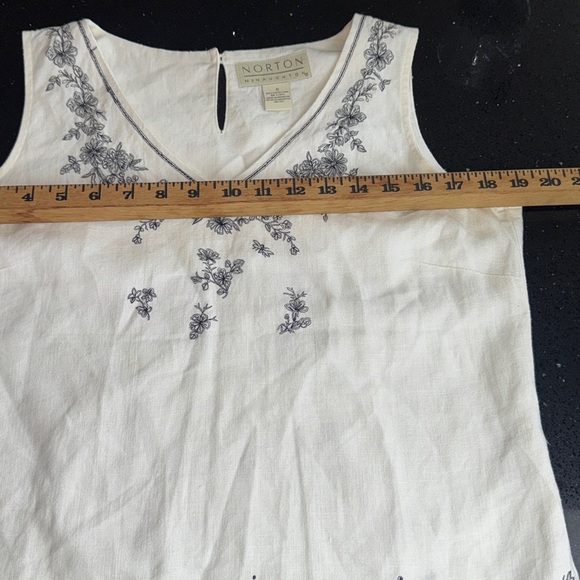 Blouse Embroidered White Sleeveless Top Norton Mcnaughton - Picture 5 of 8